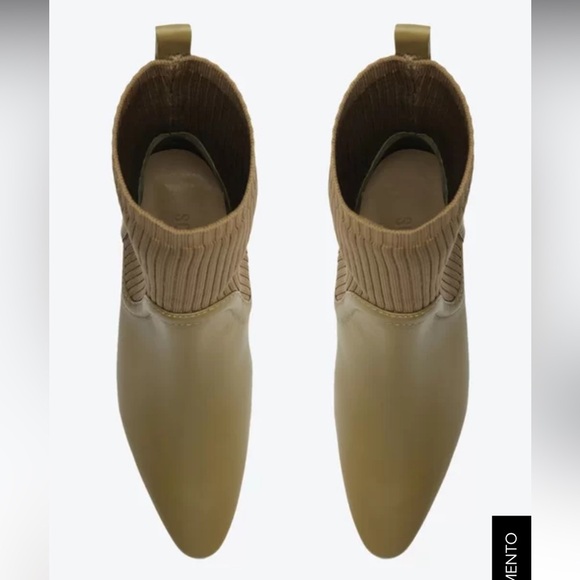 New Schutz Leather Sweater‎ Knit Mid Boots - Camille Knit color green size 8 - Picture 13 of 14